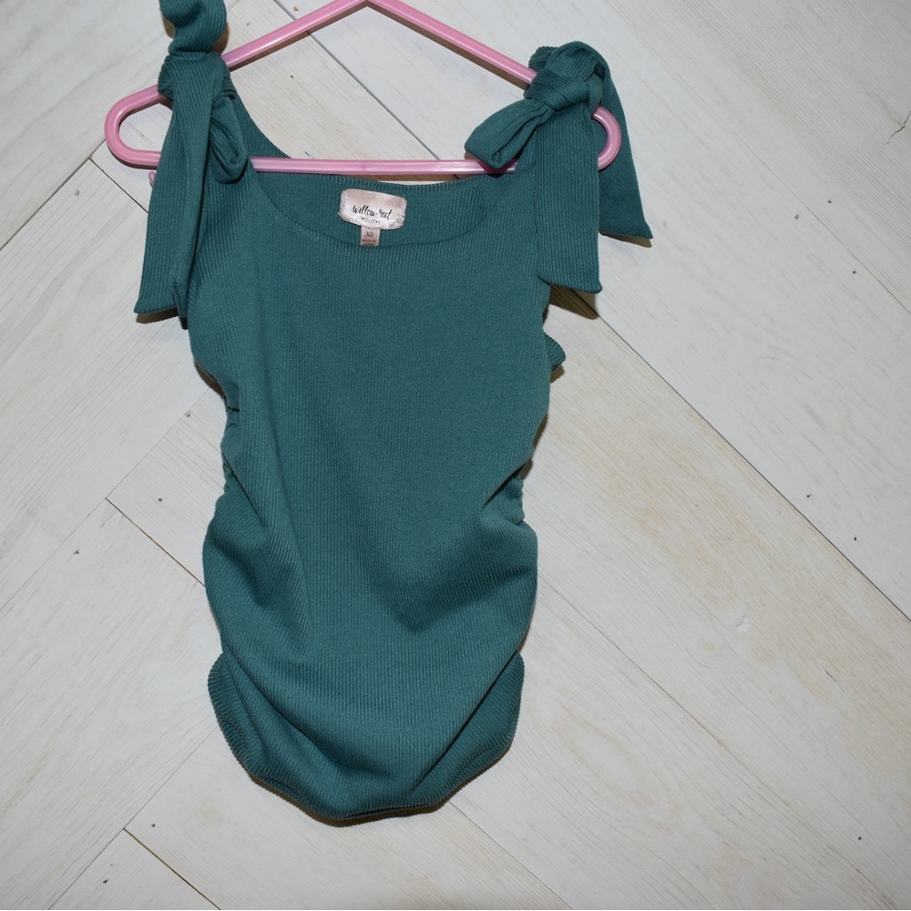 Teal Girls Ruched Tank Top
